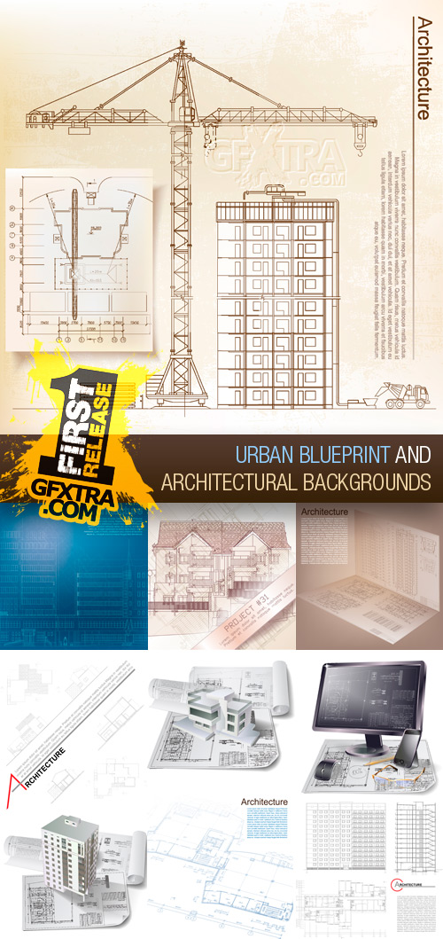 Urban Blueprint & Architectural Backgrounds 25xEPS