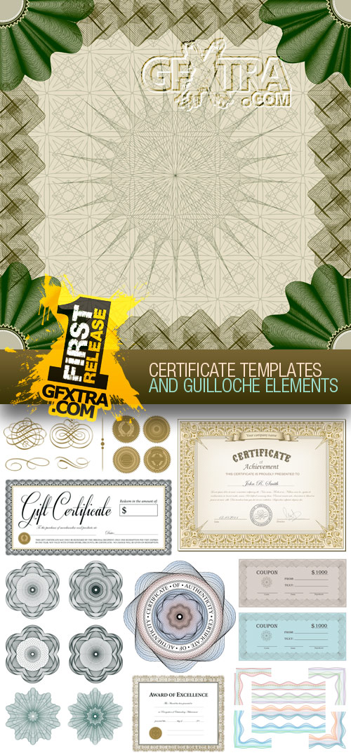 Amazing SS - Certificate Templates and Guilloche Elements, 15xEPS