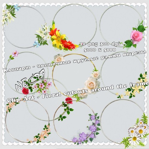 Clip Art - Floral cutouts around the frame 
