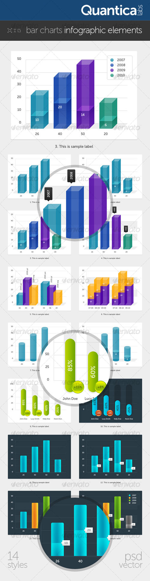 GraphicRiver - Bar Charts Infographic Elements