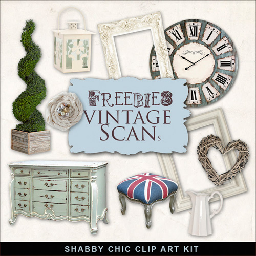 Scrap-kit - Shabby Chic Clip Art - Old Vintage Style PNG Images