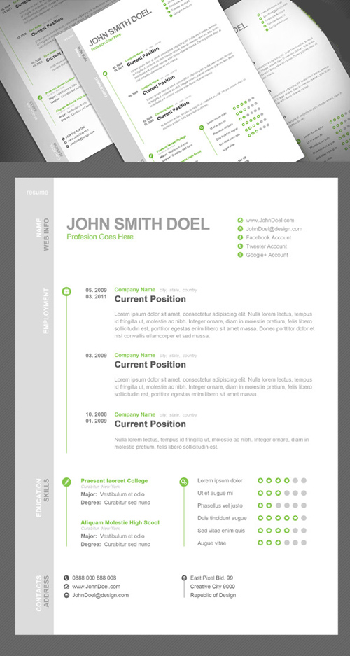 Resume PSD Template for Photoshop