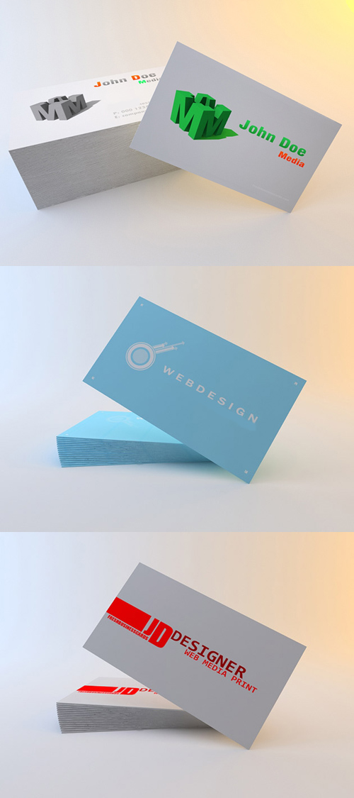 Red, Blue and 3D Business Cards