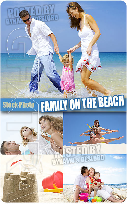 Family on the beach 2 - UHQ Stock Photo