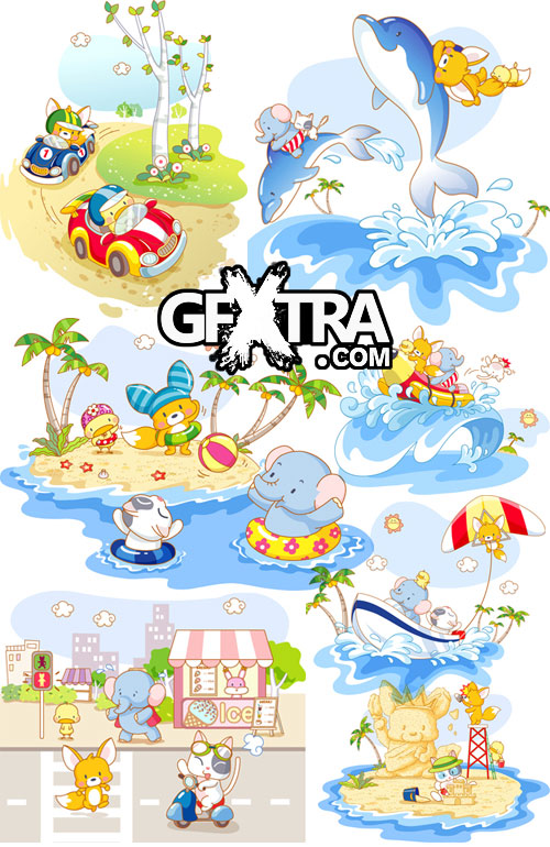 Children's Korean Cartoon Cliparts 40xAI