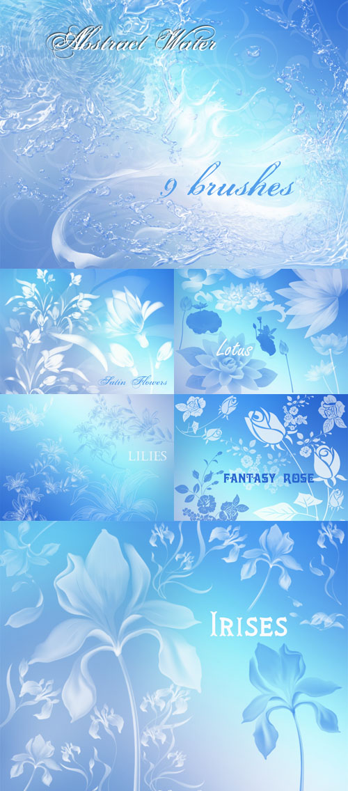 Abstract Water and Fantasy Flowers Brushes Pack
