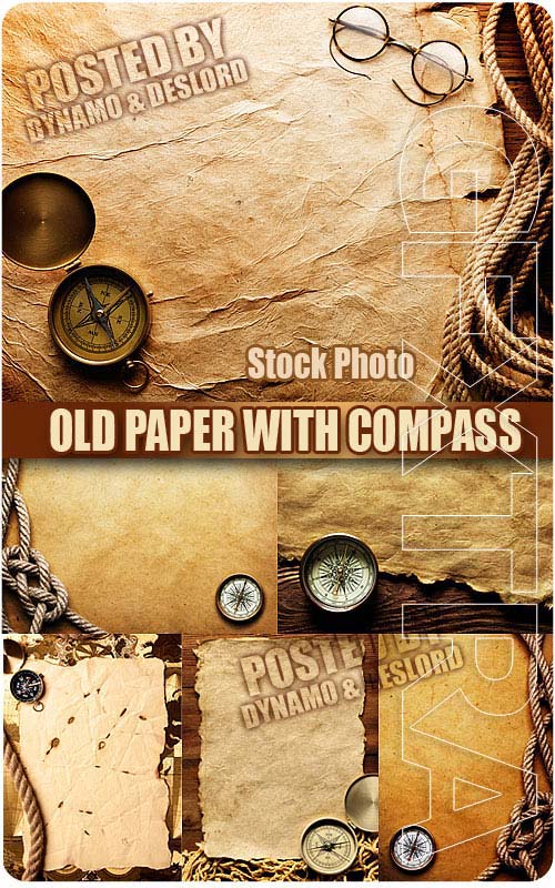 Old paper with compass - UHQ Stock Photo