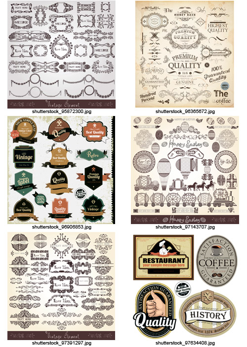 Amazing SS - Floral Ornaments &amp; Vintage Labels 2, 25xEPS