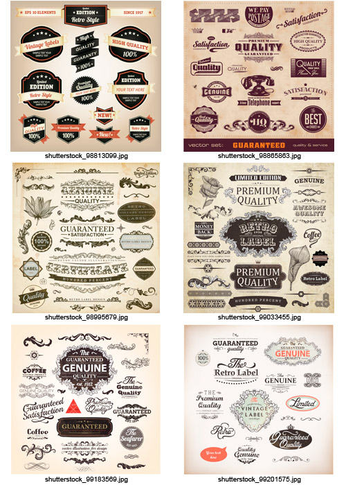 Amazing SS - Floral Ornaments &amp; Vintage Labels 2, 25xEPS