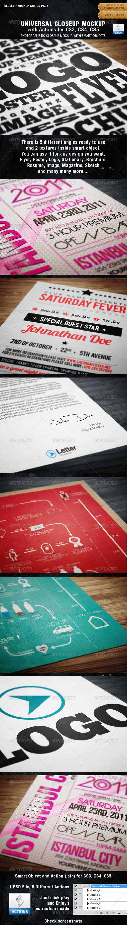 GraphicRiver: Universal Closeup Mockup Action Pack