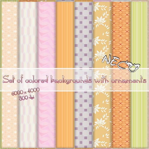A set of colored backgrounds with ornaments and gradient