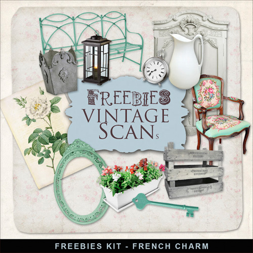 Scrap-kit - French Charm - Old Vintage images in PNG