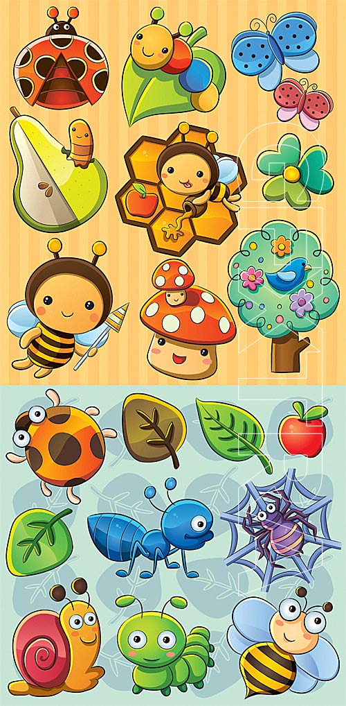 Cartoon cute insects