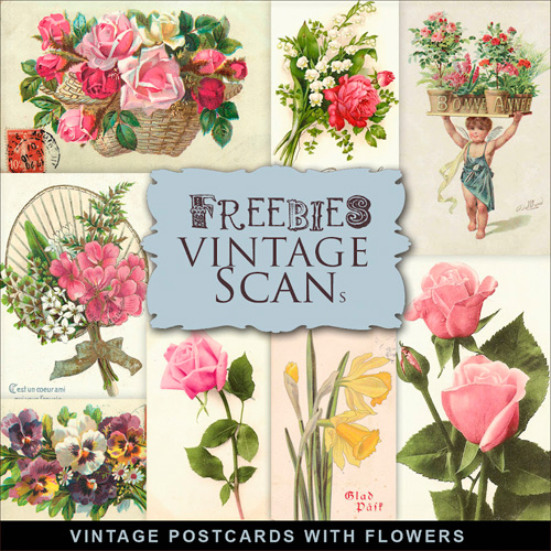 Romantic Scrap-Kit - Vintage Postcards with Roses - PNG Images For Creative Design 2