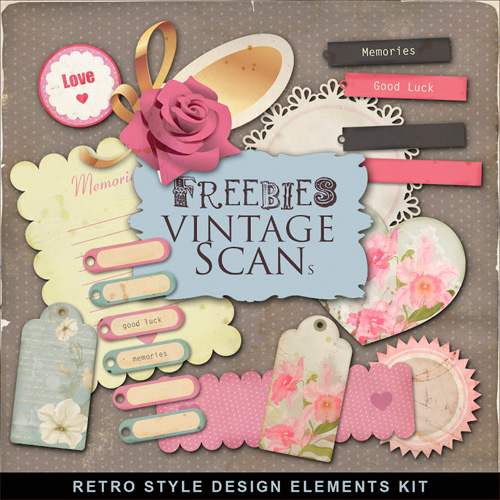 Romantic Scrap-kit - Retro Style Design Elemeints - PNG Illustrations For Design