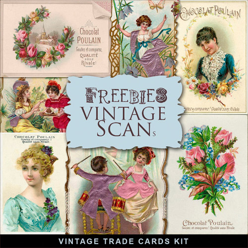 Scrap-kit - Vintage Trade Cards - Flowers, Children, Woomen Images