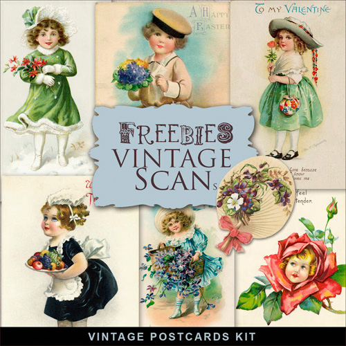 Children Scrap-kit - Vintage beauniful Childrens with flowers For Creative Design