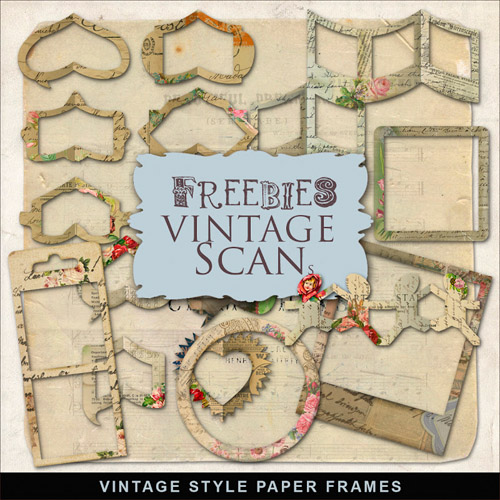 Scrap-kit Vintage Style Paper Frames - paper Items in PNG For Creative Design
