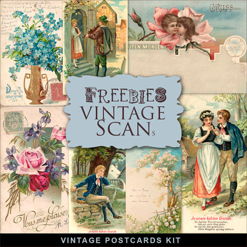 Scrap-kit - Old Vintage Illustrations People And Flowers For Creative Design 3