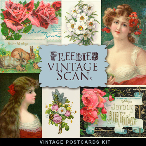 Scrap-kit - Old Vintage Illustrations Piople And Flowers For Creative Design 2