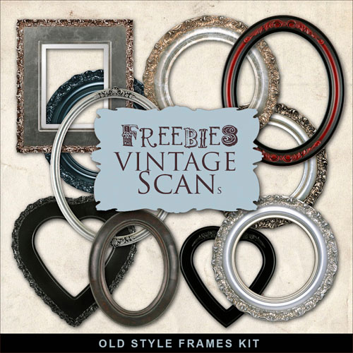 Vintage Style Scrap-Kit - Old Style Geometric Frames in PNG For Creative Design