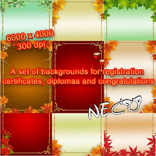 A set of backgrounds for registration certificates, diplomas and congratulations