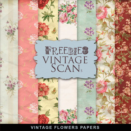 Textures - Old Vintage Backgrounds - Colored Style With Flower Pattern 11
