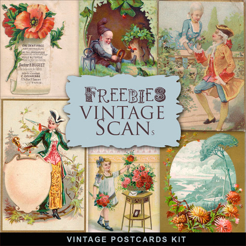 Scrap-kit - Old Vintage Illustrations People And Flowers For Creative Design 5
