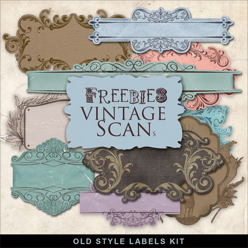 Scrap-kit - Old Vintage Style - Lables Images in PNG