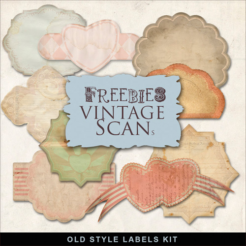 Scrap-Kit - Romantic Old Vintage Style Labels For Creative Design