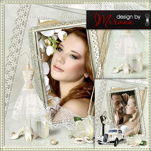 Two romantic wedding frame - Moments of happiness