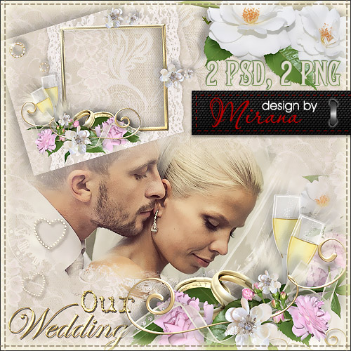 Two romantic wedding frame - And happiness will be forever