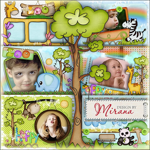 Collection of children's frames 6 in 1 - Welcome to the Zoo