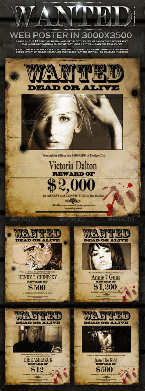 GraphicRiver - Old "Wanted" Poster - Editable