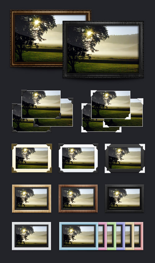 21 Photo Frames pack PSD Template
