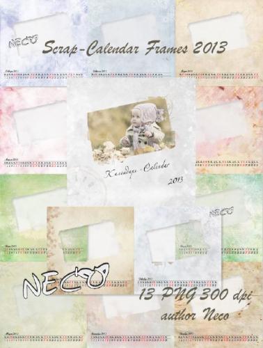 Stylish Scrap calendar framework for the 2013 - 13 pages PNG