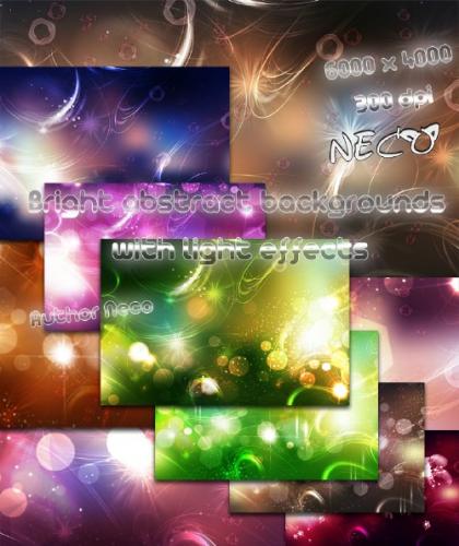 Bright abstract backgrounds with light effects on a dark background