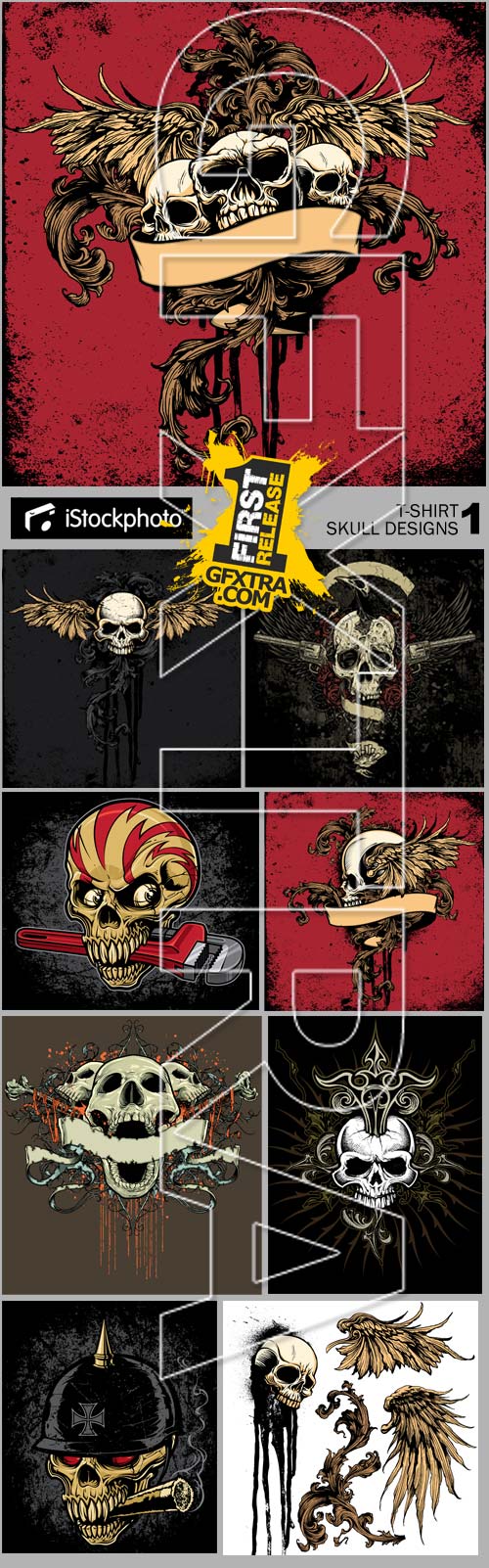 COPYRIGHT! iStockPhoto - T-Shirt Skull Designs I, 10xEPS