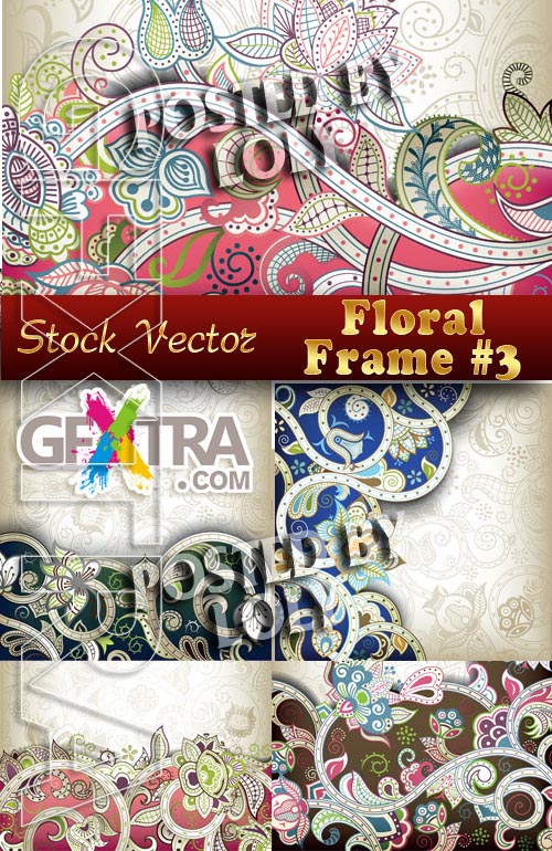 Floral frame #3 - Stock Vector