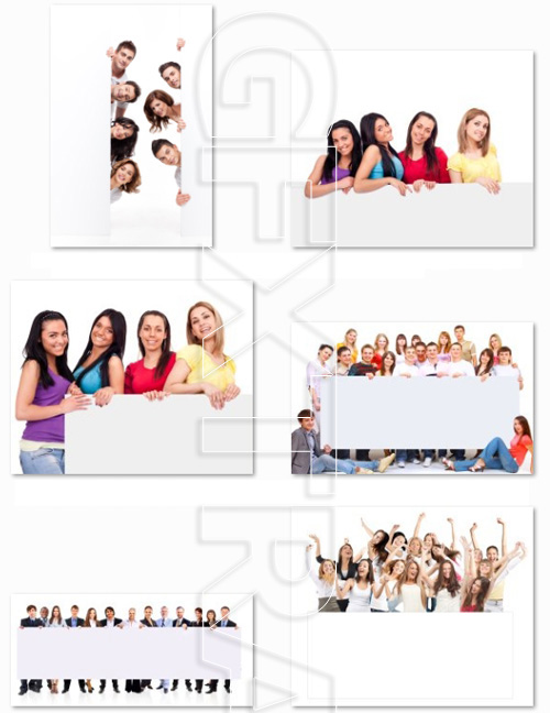 Group of People with a Banner - Shutterstock 25xJPGs