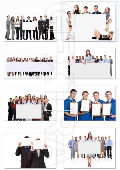 Group of People with a Banner - Shutterstock 25xJPGs