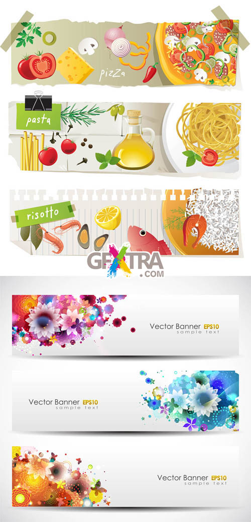 Flowers and Food - Creative Banners Vector Pack #28 EPS