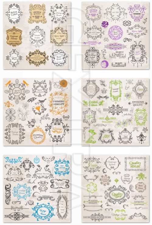 Vintage Frames, Retro Objects 25xEPS