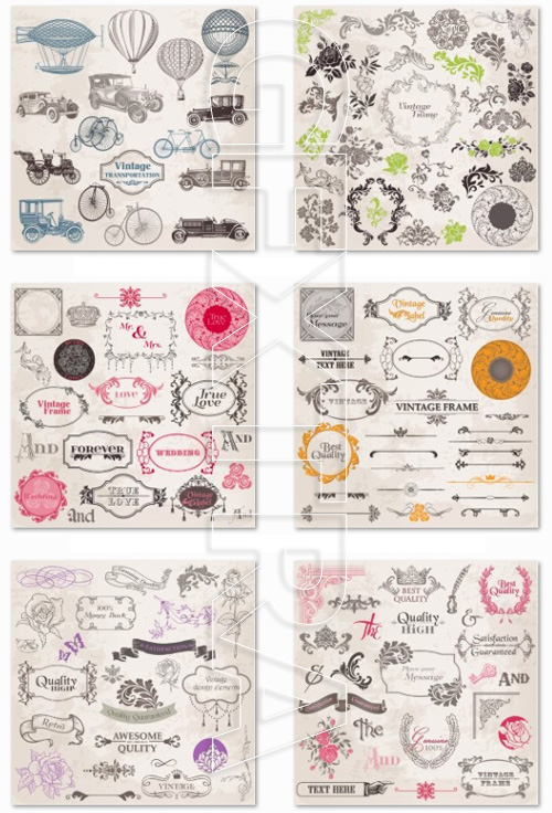 Vintage Frames, Retro Objects 25xEPS