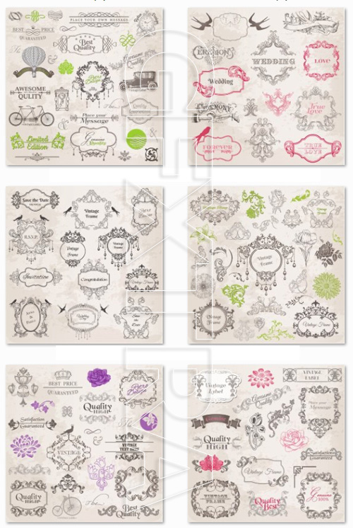 Vintage Frames, Retro Objects 25xEPS