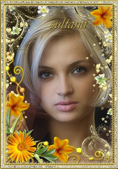 Women's frame for photo - Yellow flowers with golden curls