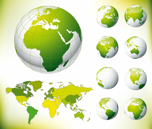 Green Earth consisting of land and water Vector