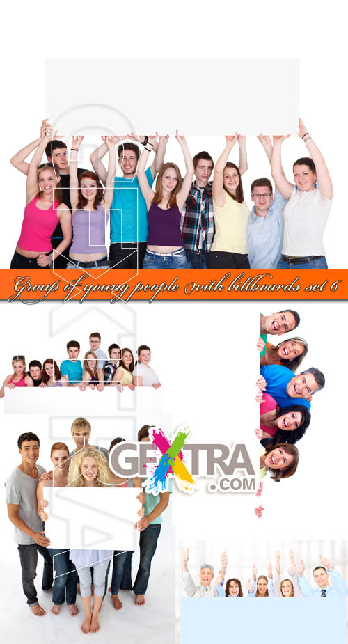 Group of Young People with Billboards - Set 6