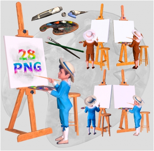 Small and paint artist clipart PNG