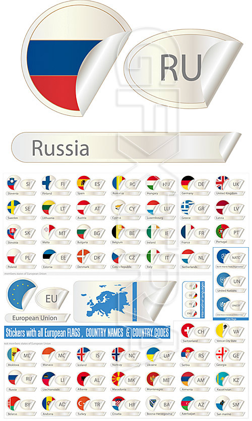 Stickers with european flags
